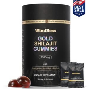 WindBoss Shilajit Himalayo en Gominolas – 80 cápsulas con Ashwagandha, Gokshura – Con 85+ minerales traza y ácido fúlvico – Para hombres y mujeres – Envoltura individual